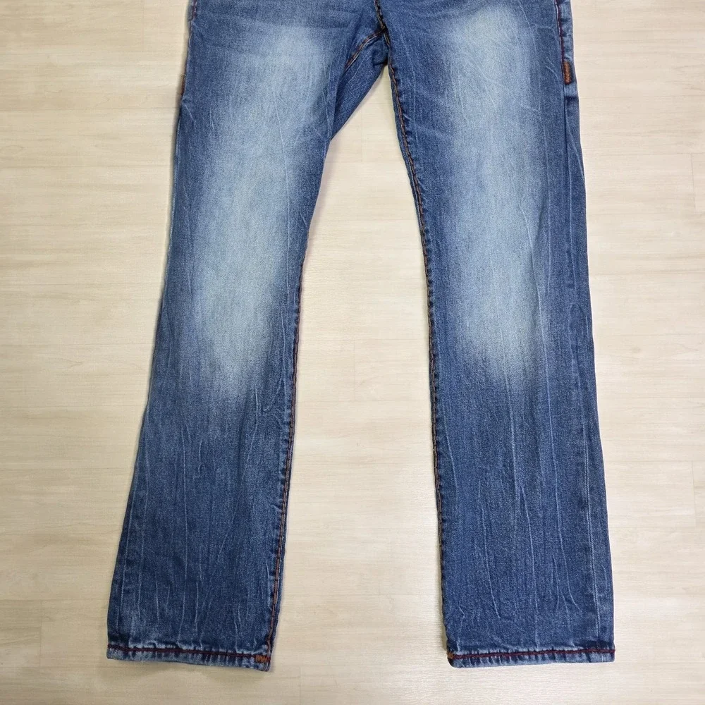 True Religion Ricky Super T Flap Jeans Size 31 Thick Red Contrast‎ Stitch USA